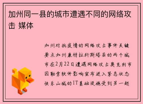 加州同一县的城市遭遇不同的网络攻击 媒体