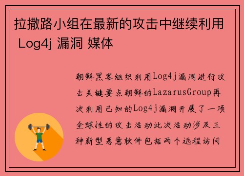 拉撒路小组在最新的攻击中继续利用 Log4j 漏洞 媒体